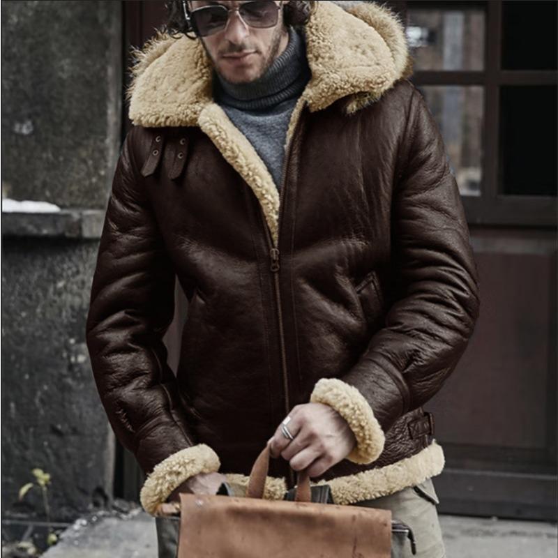 

Мужская меховая куртка All-in-one, теплая, из искусственного меха ягненка 5XL