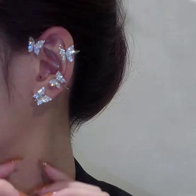 Butterflies Without Piercing Clip Integrated Earring Shiny Zircon Earring Clip Wedding Party Jewelry Gift  Clip On Earrings