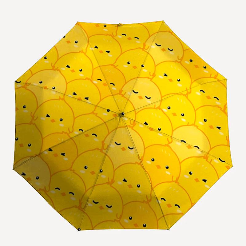 1pc Chicks Pattern Auto Open/close, All-Season Portable Folding Umbrella for Women & Men, Travel, Everyday, Formal Events - Compact Luxury Parasol, Ou