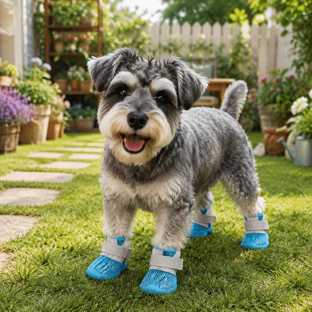 Scarpe in Rete Traspiranti per Cani Morbidi Regolabili Copripiedi per Cani Resistenti all'Usura Leggeri Antiscivolo Scarpe per Cani per 4 PZ/SET Esterno