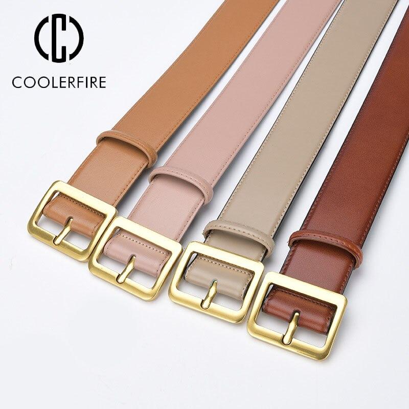 Dámský pásek Vysoce kvalitní Cowskin Ležérní Módní Návrhář Široké Pásky Ženy Luxusní Značka Sukně Spona Jednobarevný Pásek LB2309