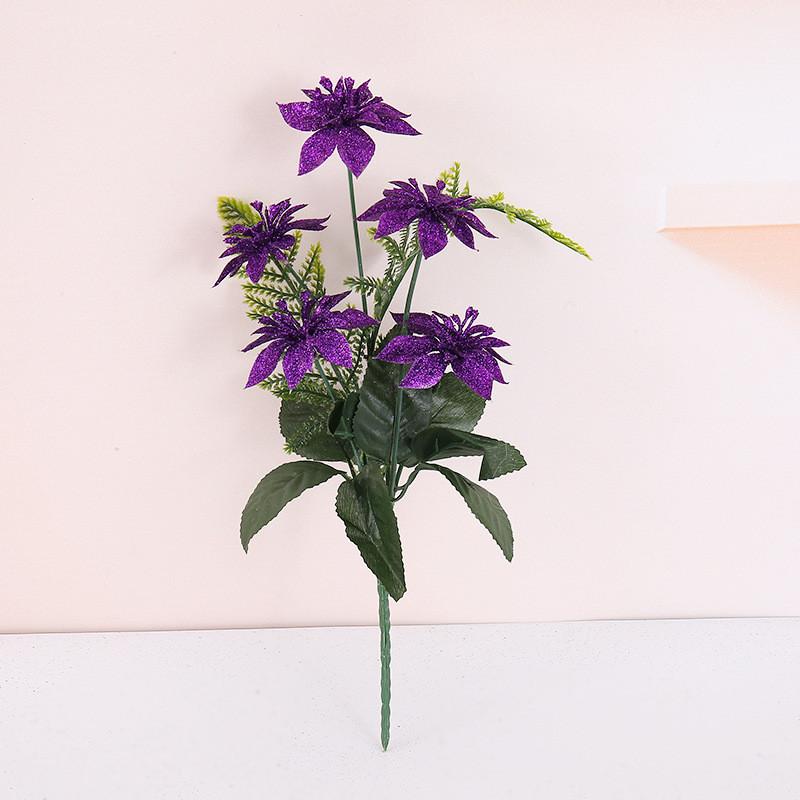 

Christmas Flower Bouquet Artificial Home Decor For Holiday Festivities фіолетовий