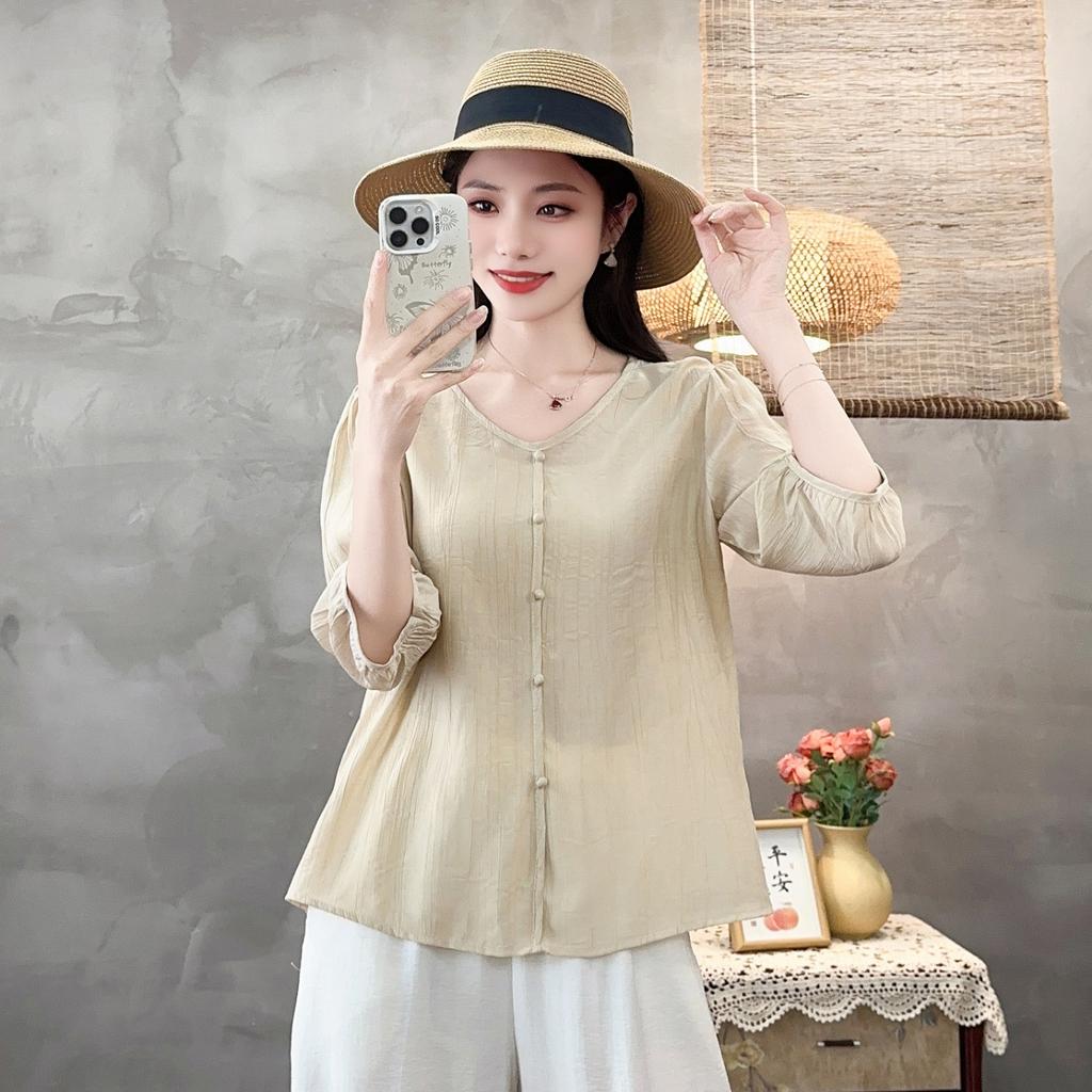 Damen Sommer Mode V-Ausschnitt Shirt, Halbarm Bluse, Strickjacke, Mode Freizeit T-Shirt