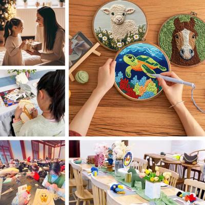 Punch Needle Kit for Beginners Punch Needle Set with Hoop Scissor DIY Punch Needle Embroidery Starter Kit for Adults Kids