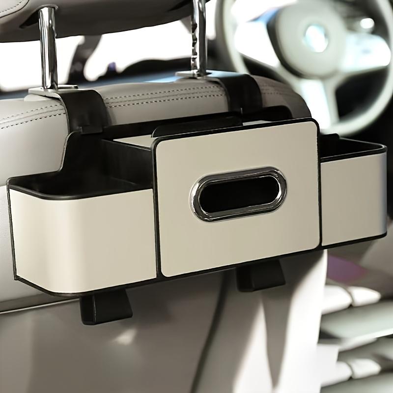 Car Seat Organizer with ABS Box & Tissue Holder. Double Storage for Snacks/Drinks. Easy Install, Durable Resin for All Cars.