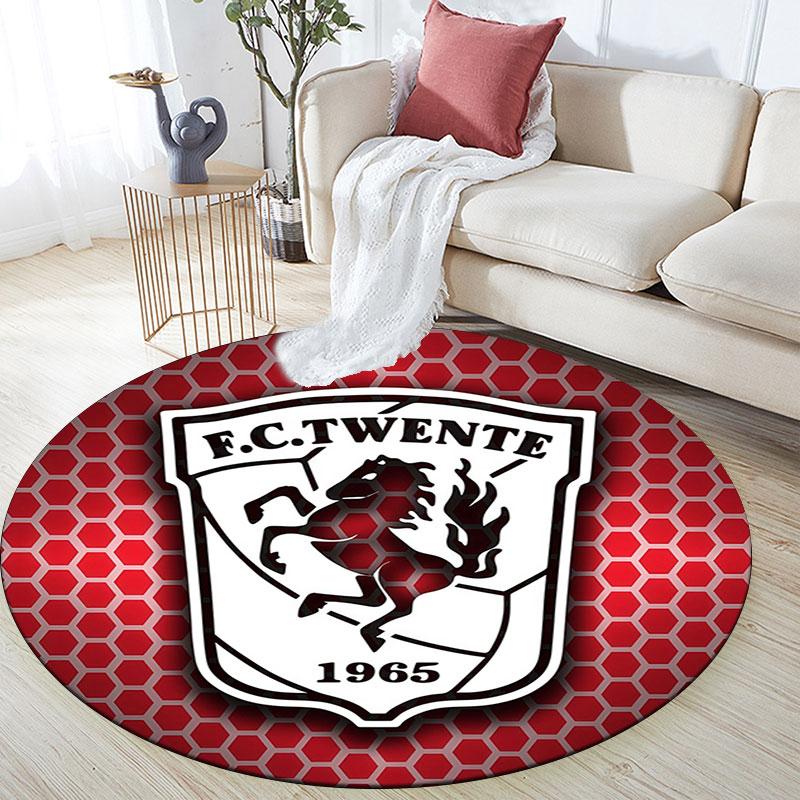 FC Twente Enschede pattern round rug,Carpet Rug for Living Room Bedroom Playroom ,Non-slip Floor Mat,Holiday Gifts and Birthday Gifts.
