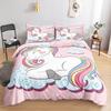 Kawaii Unicorn Colorful Luminous Unicorn Kids Bedding Set For Girls Pink Deluxe Quilt Cover Bedding Set King Queen Quilt Cover