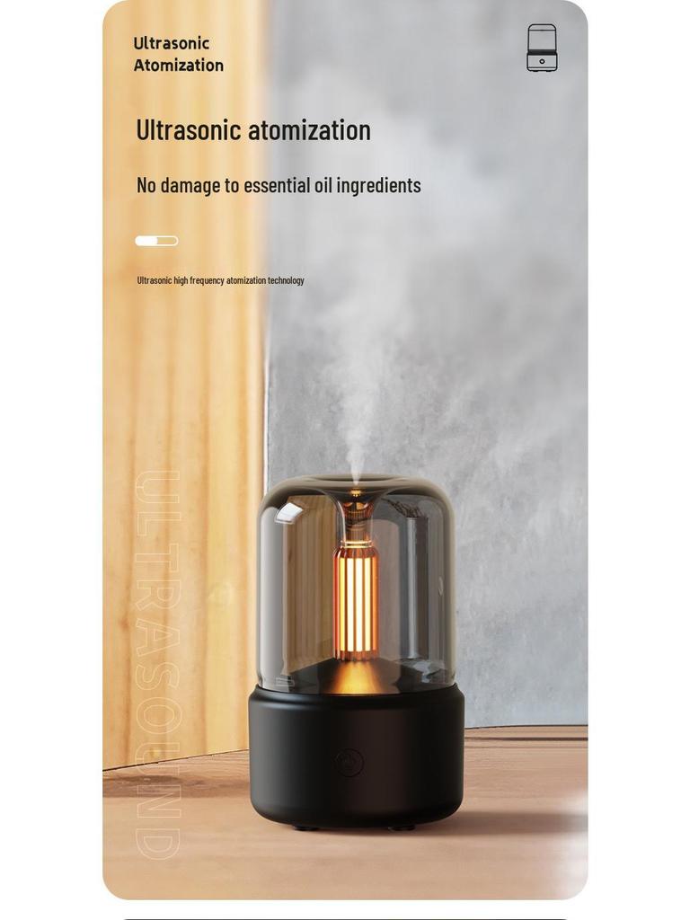 Ultrasonic Essential Oil Diffuser & Aromatherapy Humidifier with Candlelight Effect