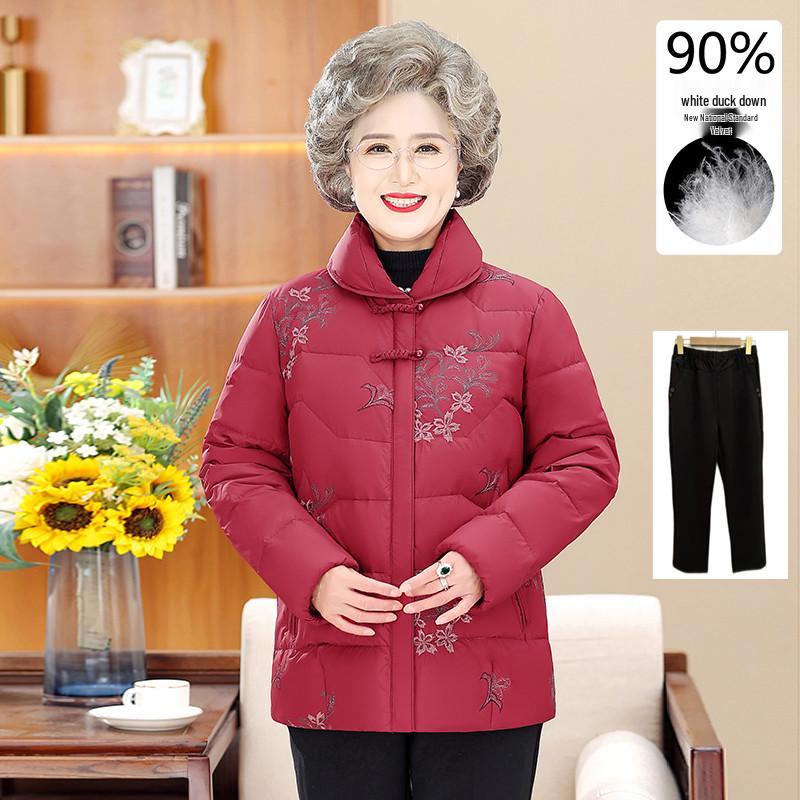 Thickened Short Down Jacket for Elderly Women – Cozy Winter Coat for Grandma
