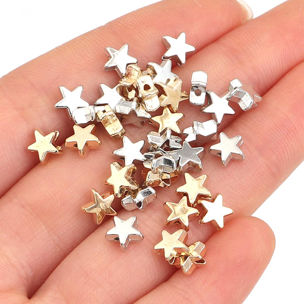 200pcs/lot 6mm Star CCB Beads Pentagram Bead Spacer Beads For Jewelry Making DIY Bracelet Necklace Plastic Loose Beads Wholesale
