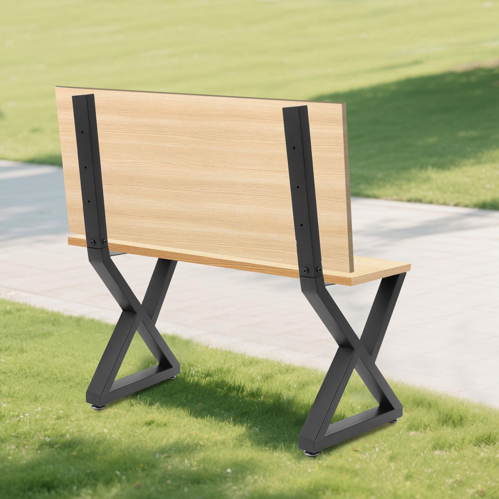 

2PCS Triangle Bench Legs, Iron Black Metal Furniture Legs with Backrest Bracket, Screw Fixed Installation, Sturdy Table Legs чёрный