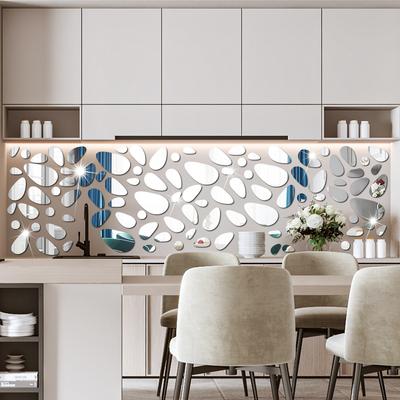 Kieselförmiger Spiegelaufkleber Heimwandhintergrund Wohnzimmer Schlafzimmer Aufkleber
