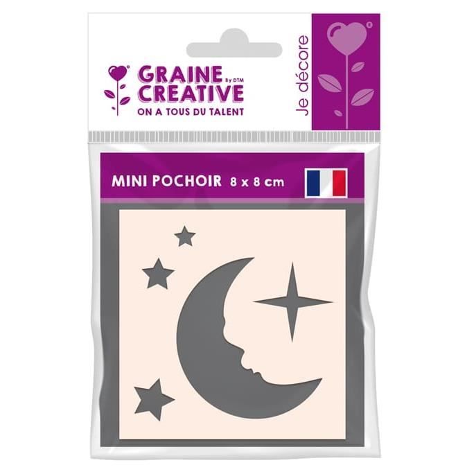 Pochoir - Graine créative - Lune étoile - 8 x 8 cm - Découpe laser - Plastique
