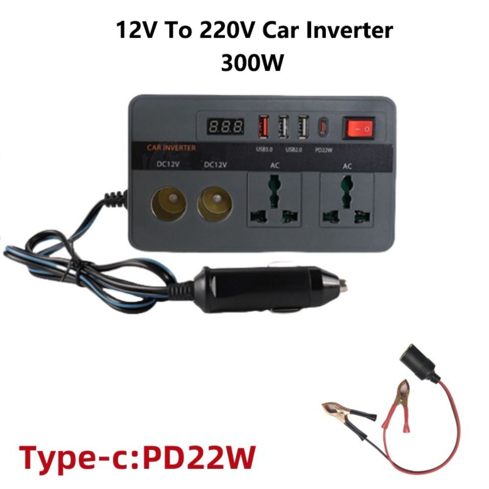 Portable European Standard Car Inverter Universal 300W Car Power Converter 12V To 220V with Fast Charging Car Inverter