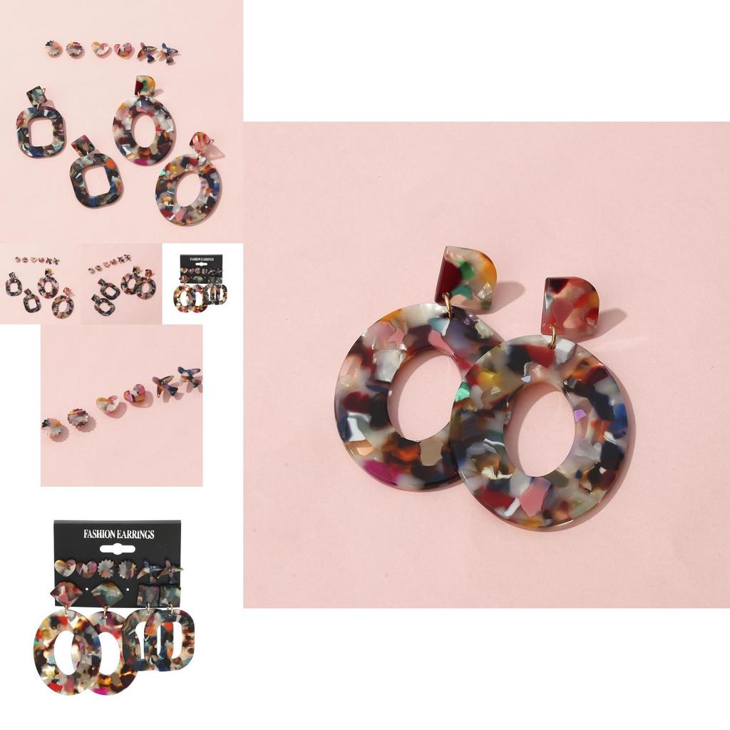 Bold Geometric Acrylic Long Dangle Earrings Trendy Colorful Statement Jewelry