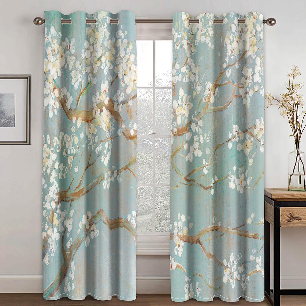 Cartoon Animal Cat Floral Flying Crane Curtain Suitable For Children Living Room Kitchen Bedroom Balcony Window Decor 2 Panels