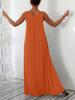 Plus Size Summer Solid Color Dress with Side Pockets (European and American Style)