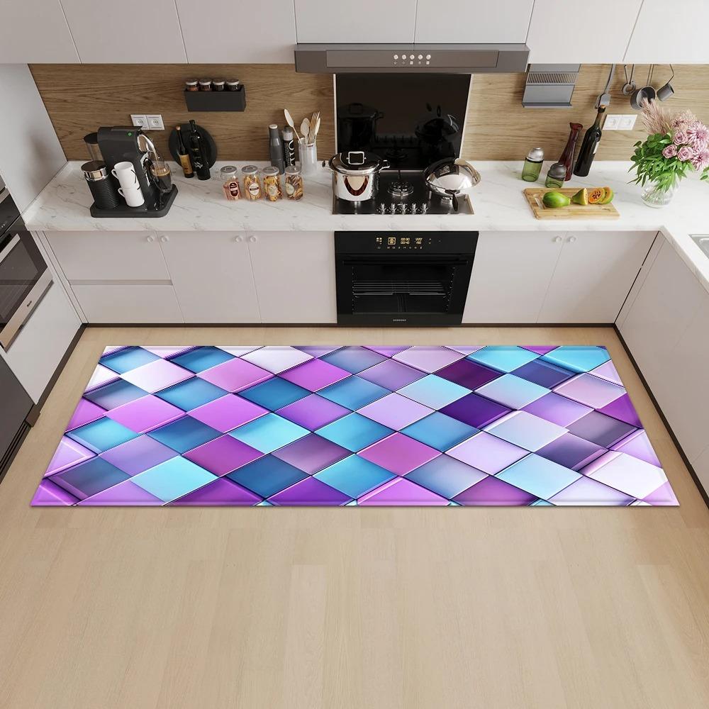 Geometric Square Pattern Home Kitchen Floor Mat Door Front Decoration Floor Mat