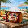 1pc Retro Hollywood Film Reel Tissue Box - Vintage Cinema Napkin Holder Suitable for Rolls/Facial Tissues, Popcorn-Themed Decor for Home, Car, Party O