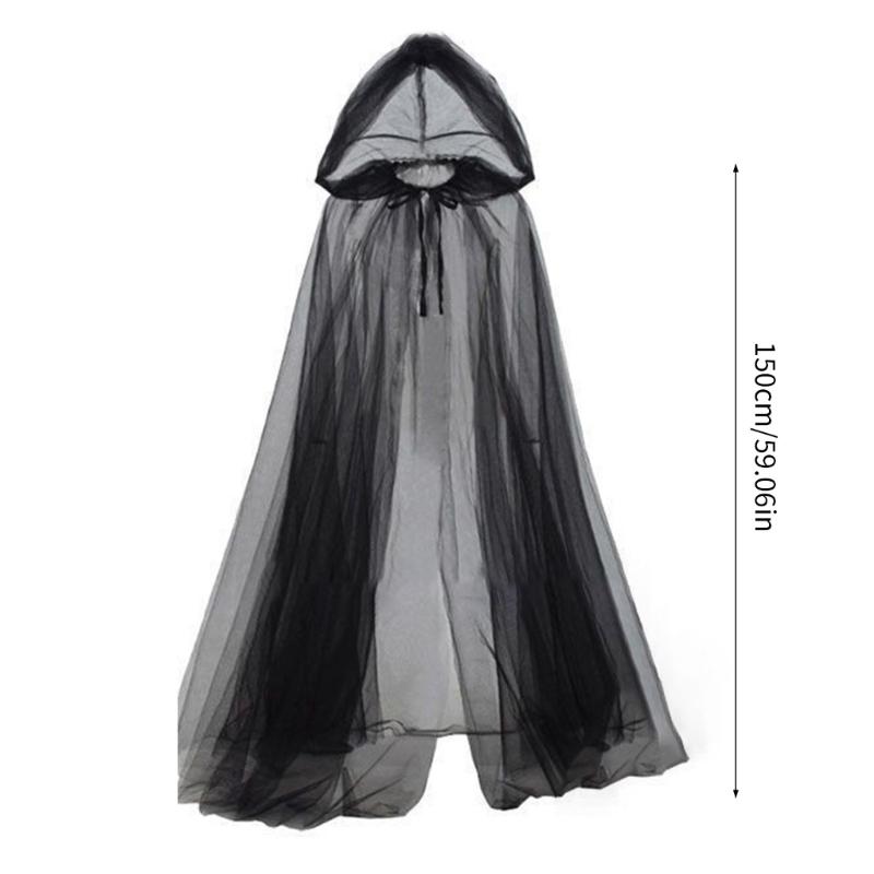 Clear Cape With Adjustable Hoods Comfortable Halloween Party Wear Foldable Costume Accessory Sheer Witches Costume