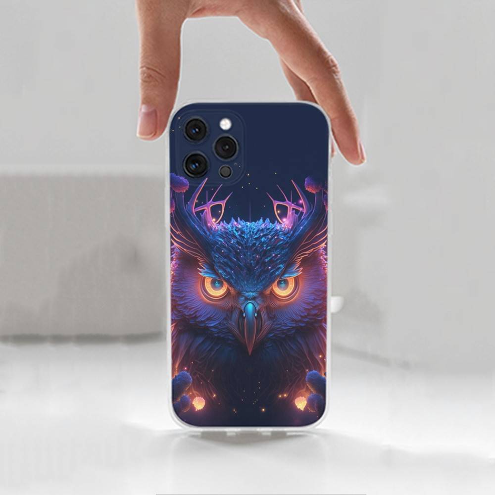 Cute C-Colorful Owl B-Bird Case For iPhone X,XS,SE,12,15,Pro,17,Plus,11,Max,13,XR,14,16,Mini,Transparent Soft Cover