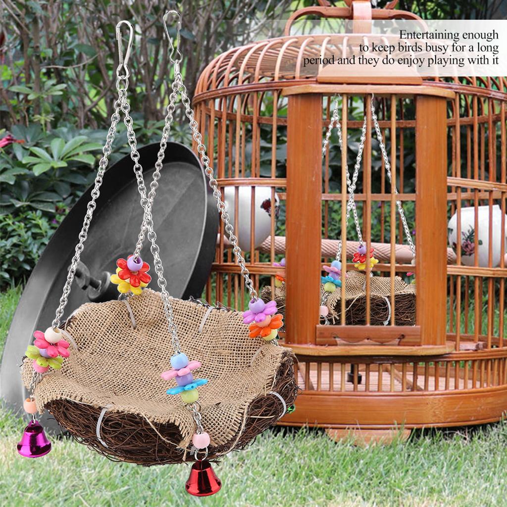 Rattan   Bird  ing   Toy with  s Bird Swing Standing Perch Toy Cage Hammock(S)