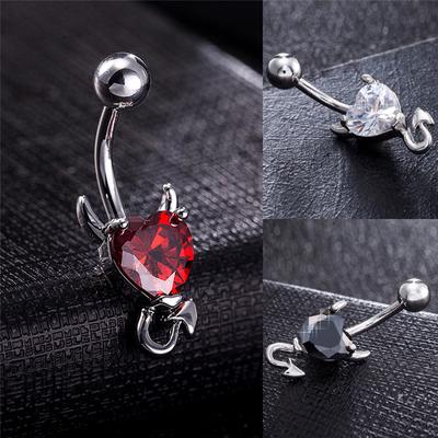 Pierścionek z pępkiem do pępka Crystal Rhinestone Heart Spiral Devil Piercing Jewelry