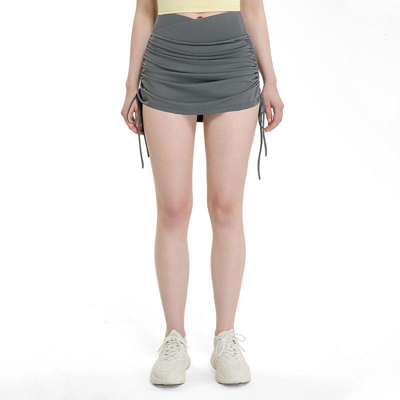 Spring and Summer Sexy Pleated Drawstring Slim Looking Irregular Lace-up Sports Yoga Latin Casual High Waist Culottes Shorts Women