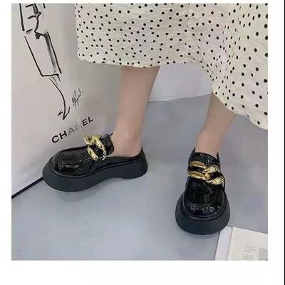 In the Summer of 2025, the New Outer Wear Sandals British Style Thick-soled Muffin Bottom Half-drag One-pedal Casual Shoes Big-headed Slippers