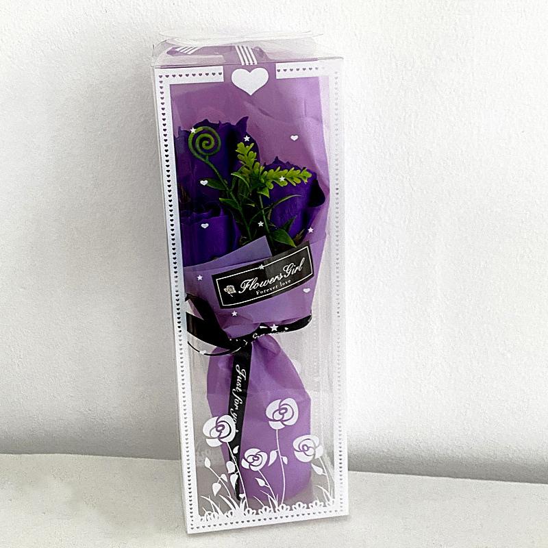 1 Set Luxury Soap Flower Arrangement for Valentine's Day 3 Rose Soap Bouquet Gift Box 9x7x25cm