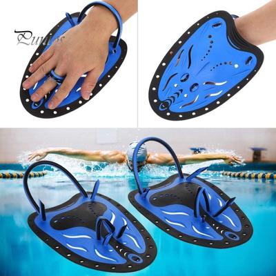 1 Pair Swimming Hand Paddle with Adjustable Silicone Strap Holes Professional Kids Adults Beginner Freestyle Training Aid Fins Lap Swimming