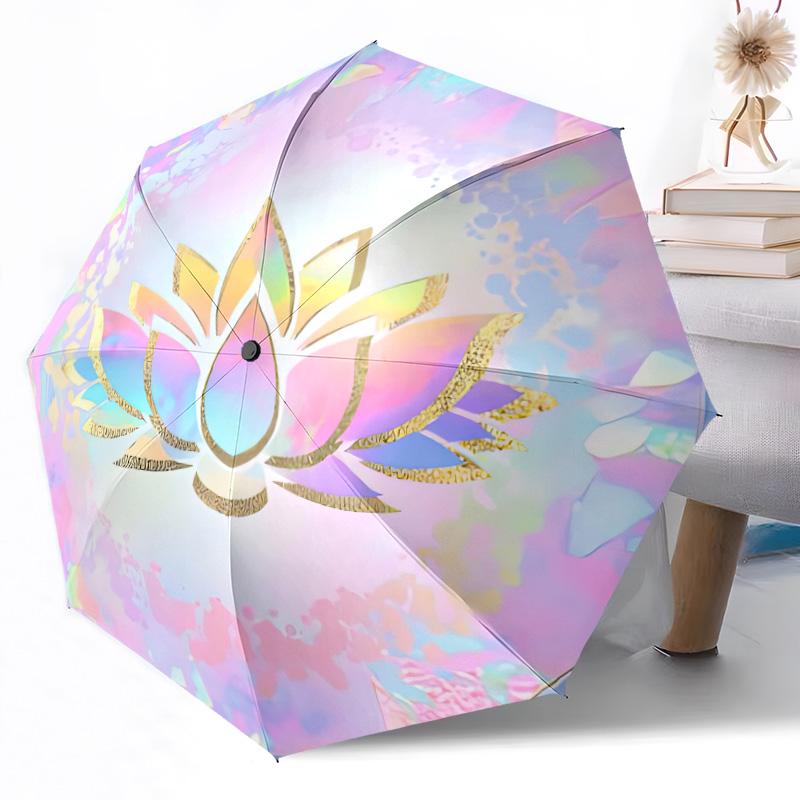 Sunflower Garden Plate Outdoor Automatic Umbrella Folding Umbrella with 8 Ribs Durable Plastic & Iron All-Season Use Vibrant Pattern Umbrella