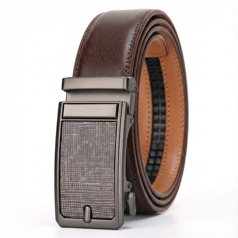 Men'S Automatic Buckle Cowhide Belt Men'S High-End Business And Leisure High-End Sense Versatile Belt Youth Belt