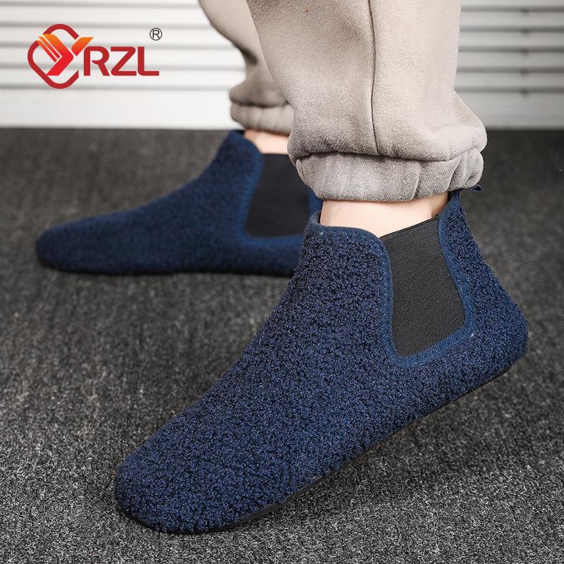 YRZL Winter Warm Cotton Shoes Men Indoor Home Slipper Thin Bottom Plush Cotton Man Casual Shoes Soft Sole Anti-slip Slippers Man