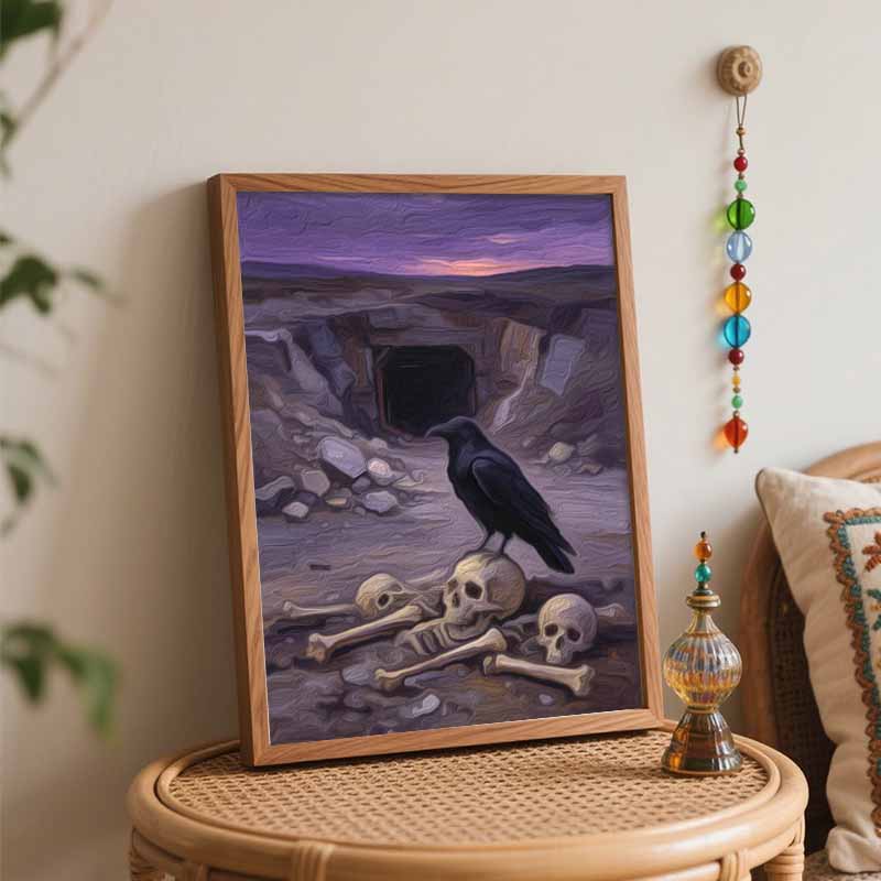 Halloween Digital Oil Painting Raven And Night Landscape Coloring Painting Hand Painting Home Decoration