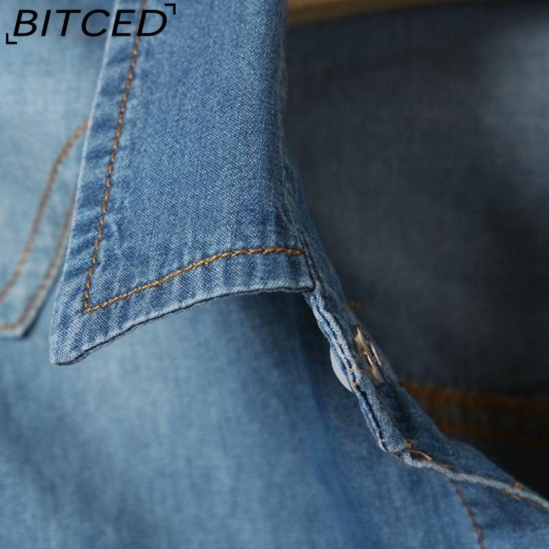 BITCED Tie-Knot Mid-Sleeve Short Cape Denim Shirt for Women Lightweight Short Jacket