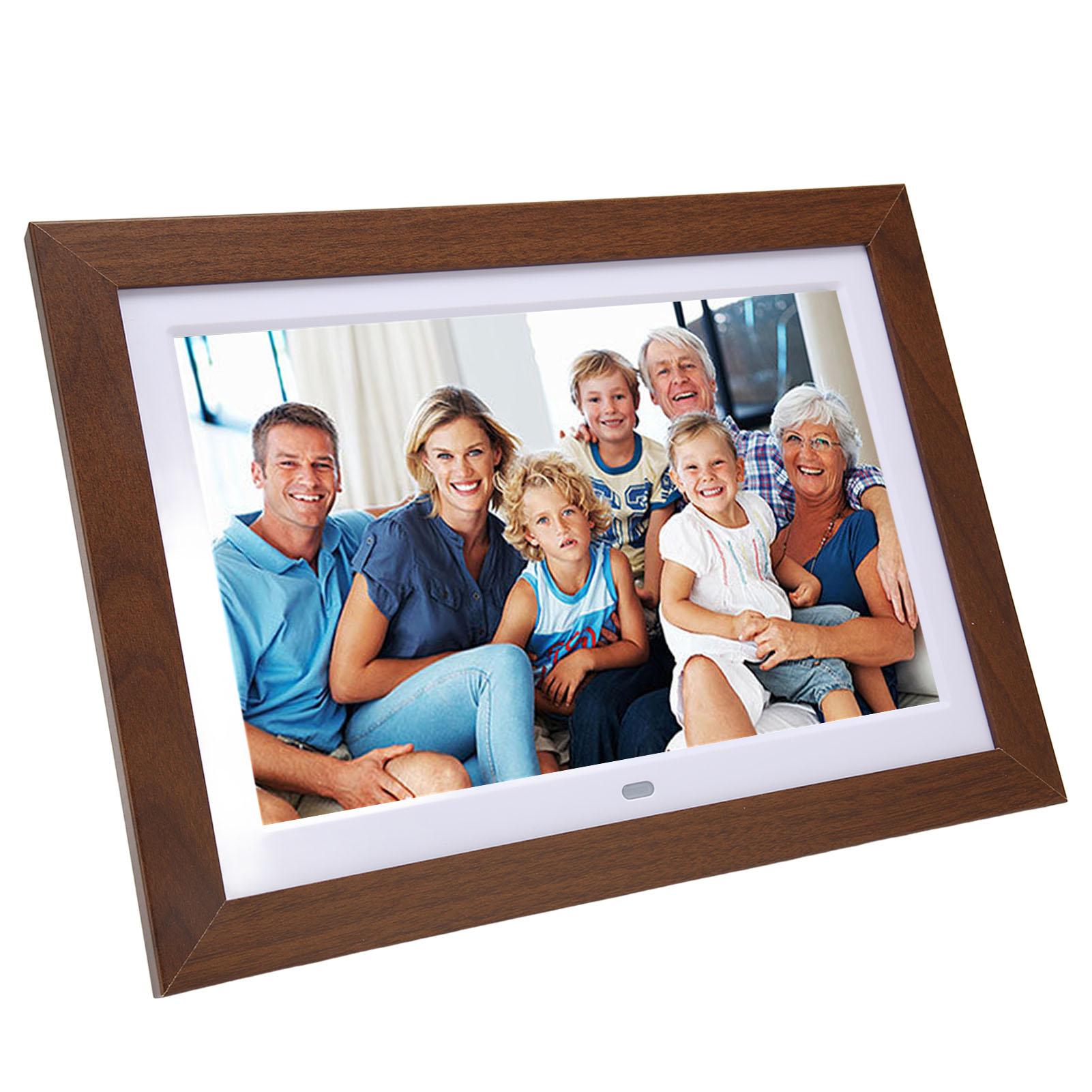 

Деревянная цифровая фоторамка 10,1-дюймовый HD IPS экран видео музыка электронная фоторамка с календарем EU Plug