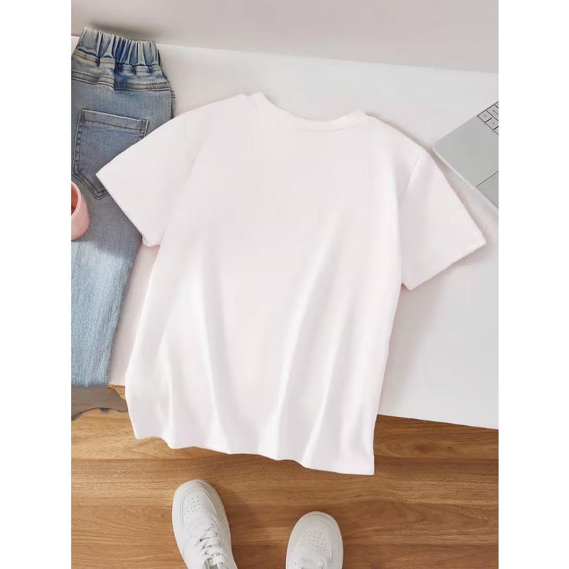 Children Crew Neck Short Sleeve T-Shirt with Cartoon Guinea Pig Print