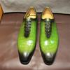 FELIX CHU Herren Echt Rindsleder Schuhe Krokodilmuster Business Grün Kleiderschuhe Formales Hochzeitsschuhwerk für Frühling Herbst