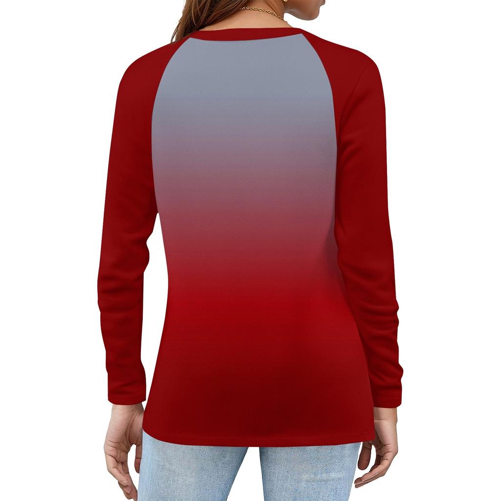 Women's T Shirt Print Button Long Sleeve Daily Weekend Fashion Basic V- Neck Regular Top