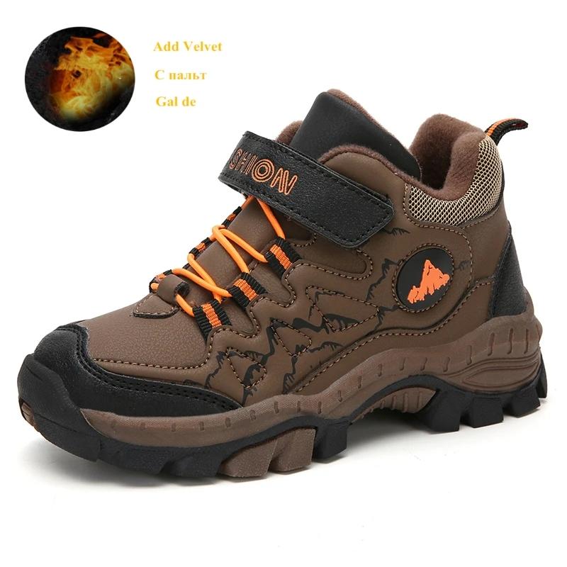 Winter Samt Kinder Sneaker Outdoor Rutschfeste Klaue Trekkingschuhe Kinder Trainer Warme Schneestiefel Jungen High Top Sportschuhe