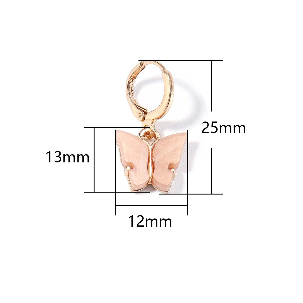 A Pair 2.5×1.3cm Alloy Ear Clip Earrings Acrylic Butterfly Shape Fashion Ear Hooks Diy Women Gift Jewelry Accessories