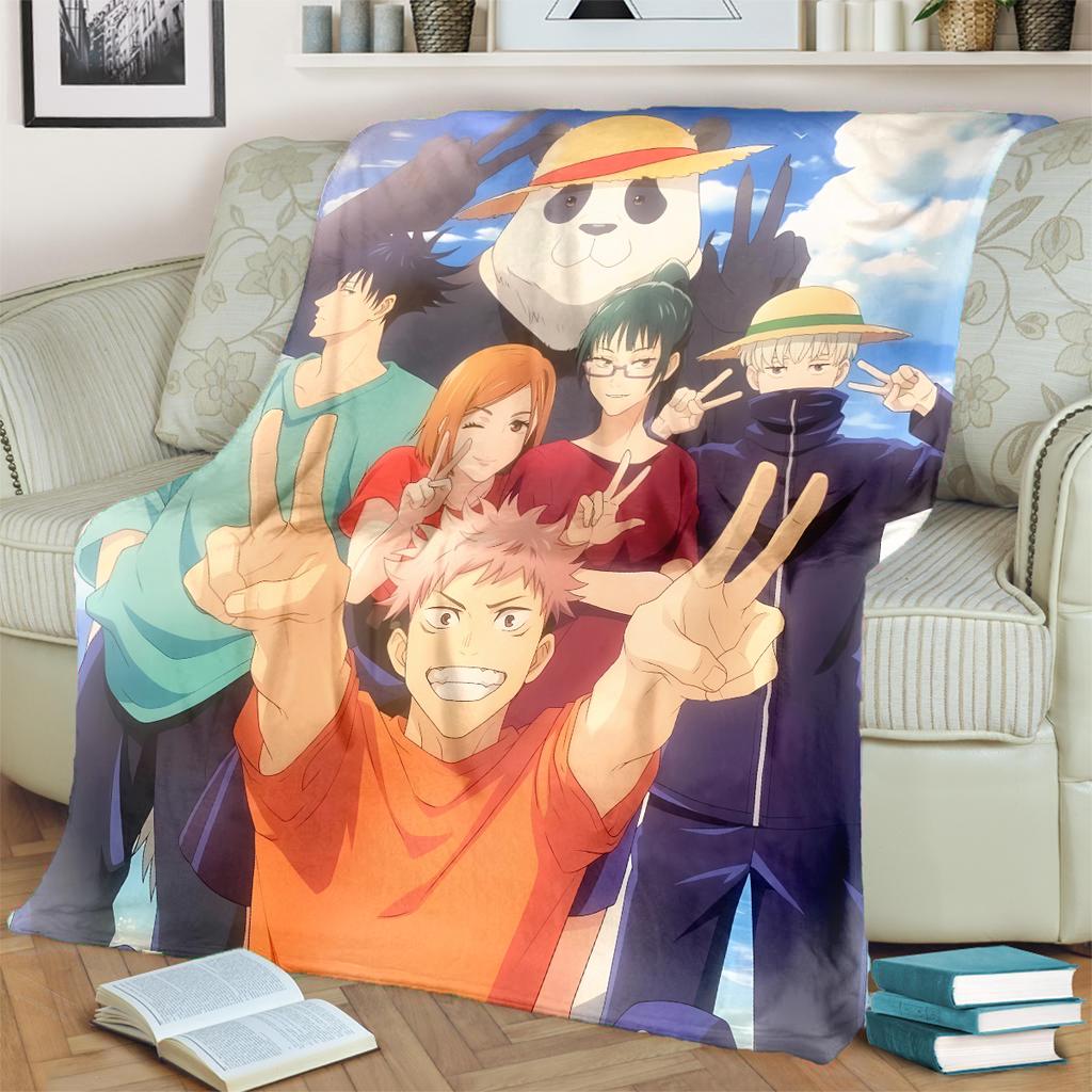 Jujutsu Kaisen Warme Flanelldruck-Decke für Schlafzimmer, Sofas, Betten, Stühle, Picknicks und Reisen