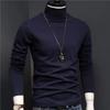Men'S High Neck Long Sleeved Tight Fitting T-Shirt Elastic Slim Fit Solid Color Base Shirt Autumn/Winter Versatile Inner Top
