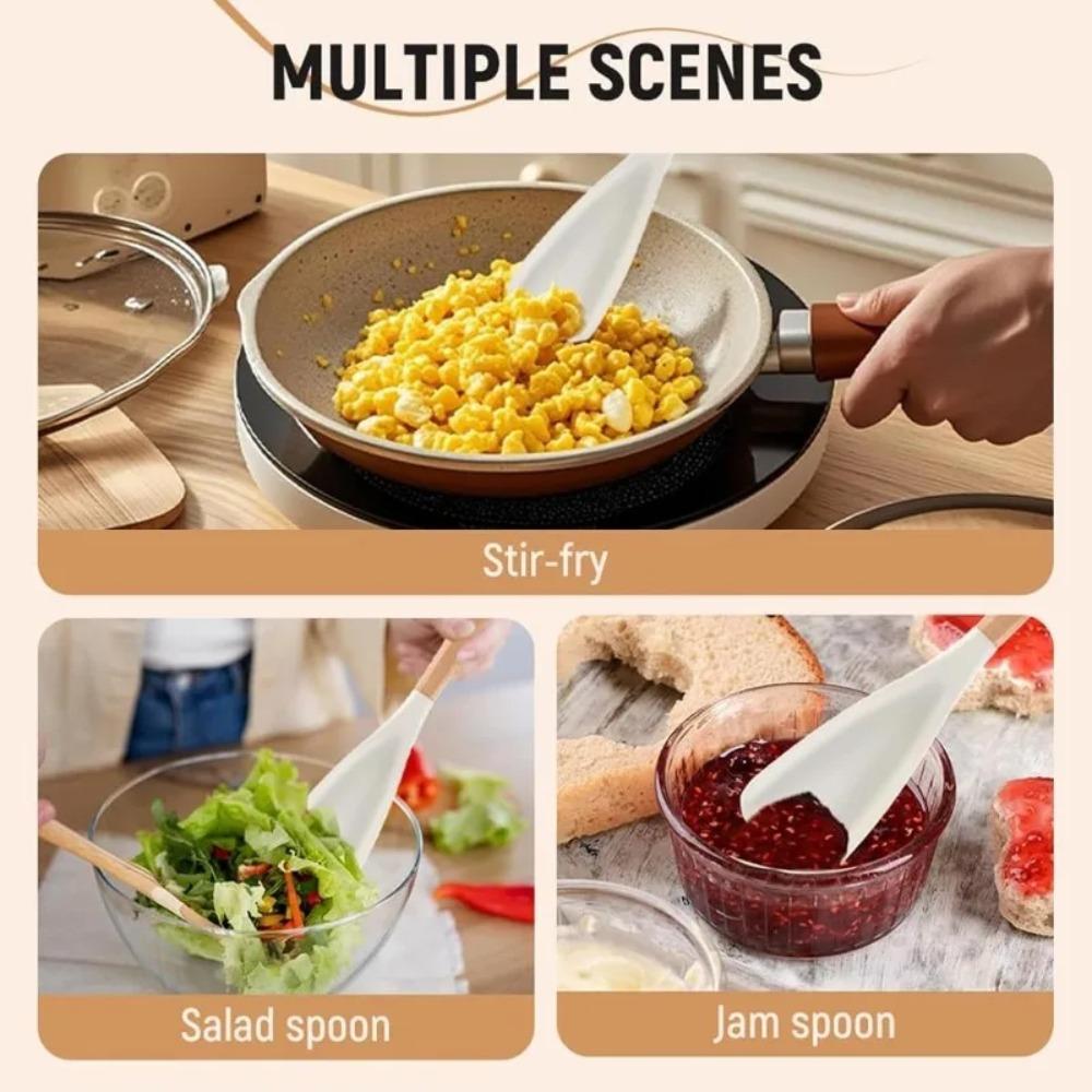 2Pcs Japanese Style Silicone Salad Spatula Nonstick Rice Spoon Cooking Shovel Non-stick Pan