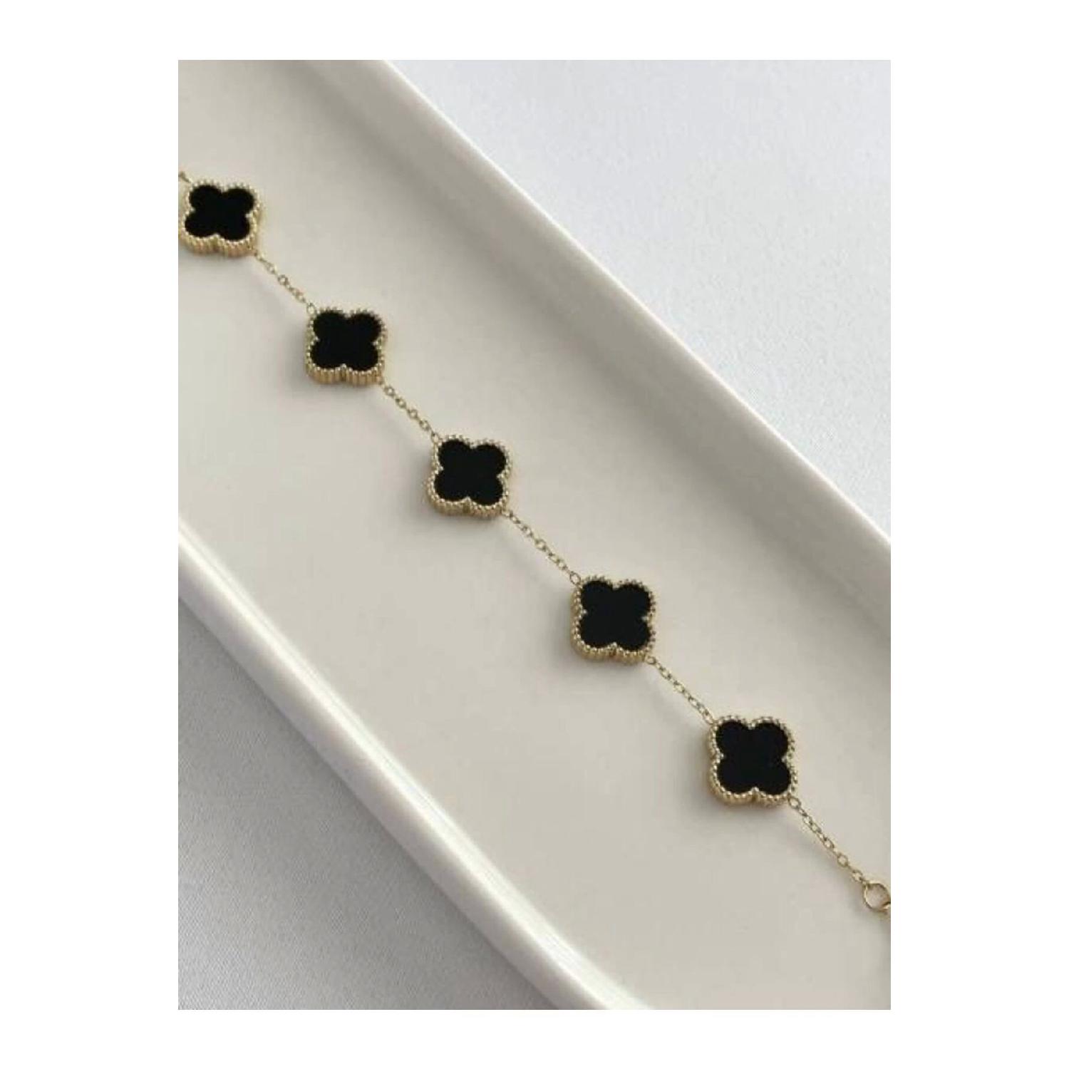 

Women s Black Double-sided Steel Bracelet With Gold Chain золотий