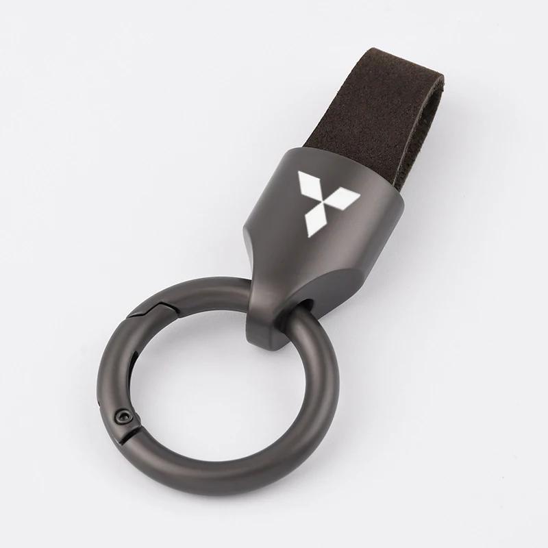 

Luxury Men Women Leather/Metal Key Chain Fashion Keychain Key Ring Holder For Mitsubishi Outlander Lancer 9 10 Pajero L200 EX For Mitsubishi кофейный