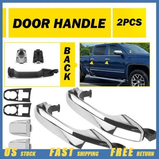 2x Exterior Door Handle For 2014- Chevrolet Silverado 1500 Chrome Right Side