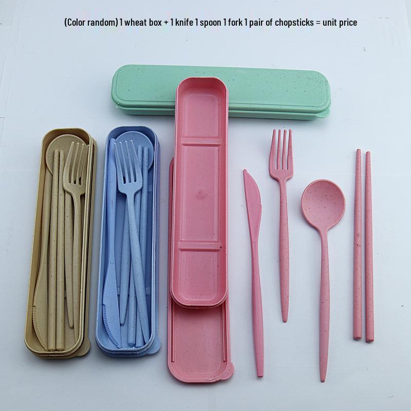 

Eco-Friendly Wheat Straw Cutlery Set: Knife, Fork, Spoon & Chopsticks - Portable 4-Piece Tableware for Students & Professionals, Ideal Gift
