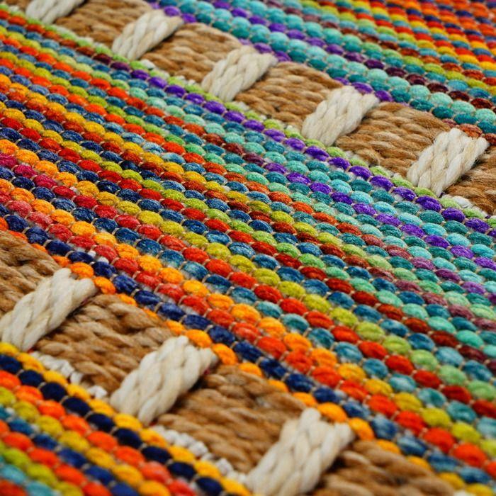 Living Room Rug Natural Jute Look Multicoloured 160x230